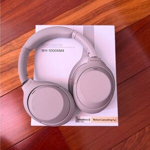 Sony Silver Over-Ear Headphones with Large Ear Cups and Comfortable Headband